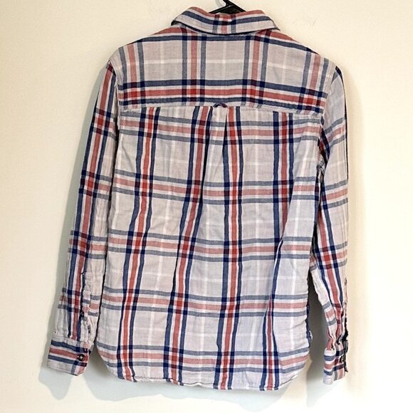 Red White Blue Flannel Button Up Long Sleeve Shirt - Small - Picture 4 of 4